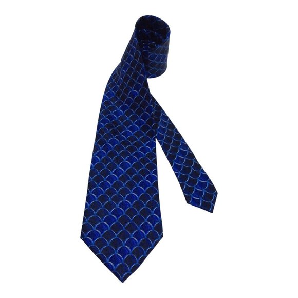 LANVIN PARIS Blue Geometric Silk Tie France 60"/ 3".1/2 EX COND - Picture 2 of 7